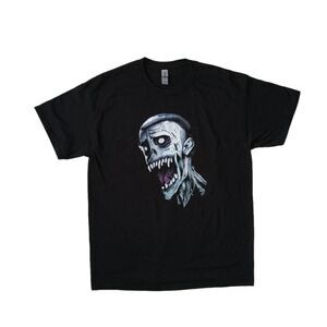 Gildan Dry Blend Unisex Black Custom Zombie Screen Print Graphic T-Shirt L XL 2X